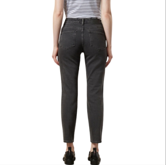 Frank and Oak The Stevie Tapered Fit High Rise Jean in Washed Black - Picture 10 of 10